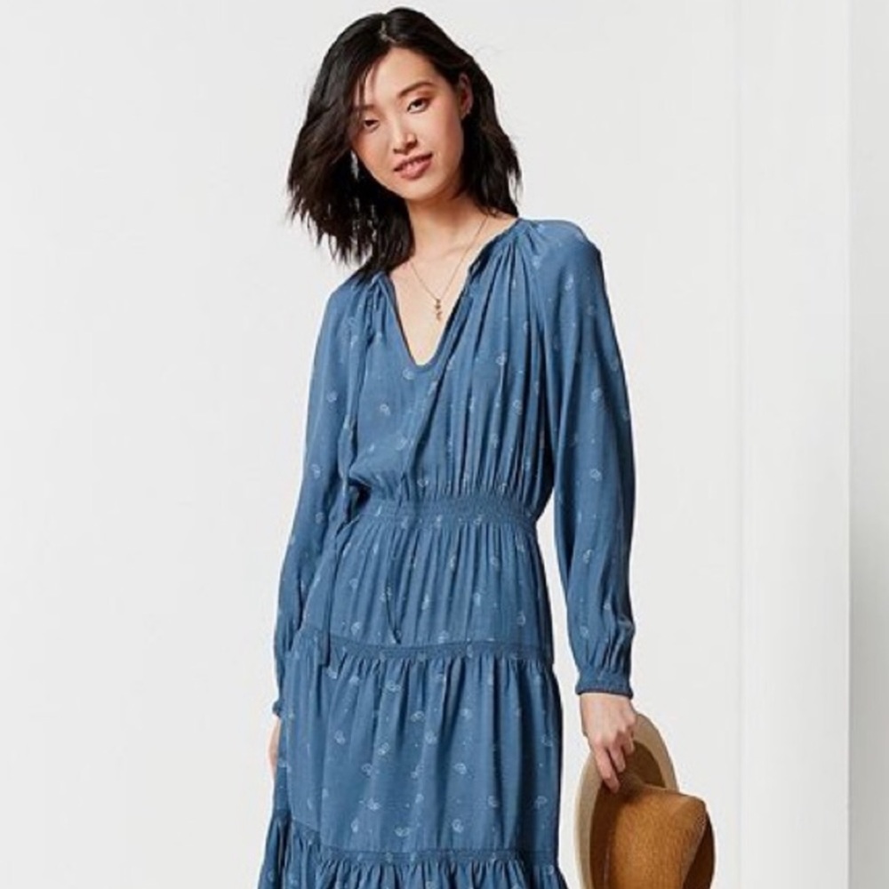 Urban Outfitters Paisley Long Sleeve Midi Dress